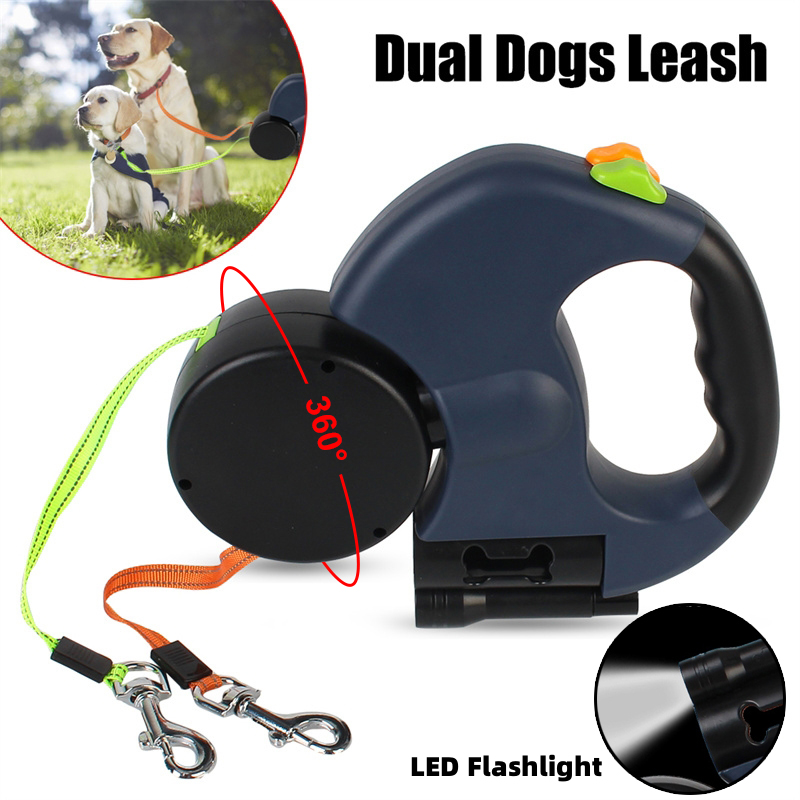 Retractable Dog Leash For Small Dogs Reflective Dual Pet Leash Lead 360 Swivel No Double Dog Walking Leash With Lights Pet Products — view 5