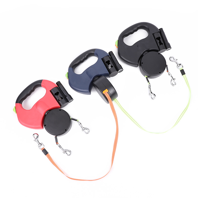 Retractable Dog Leash For Small Dogs Reflective Dual Pet Leash Lead 360 Swivel No Double Dog Walking Leash With Lights Pet Products — view 9