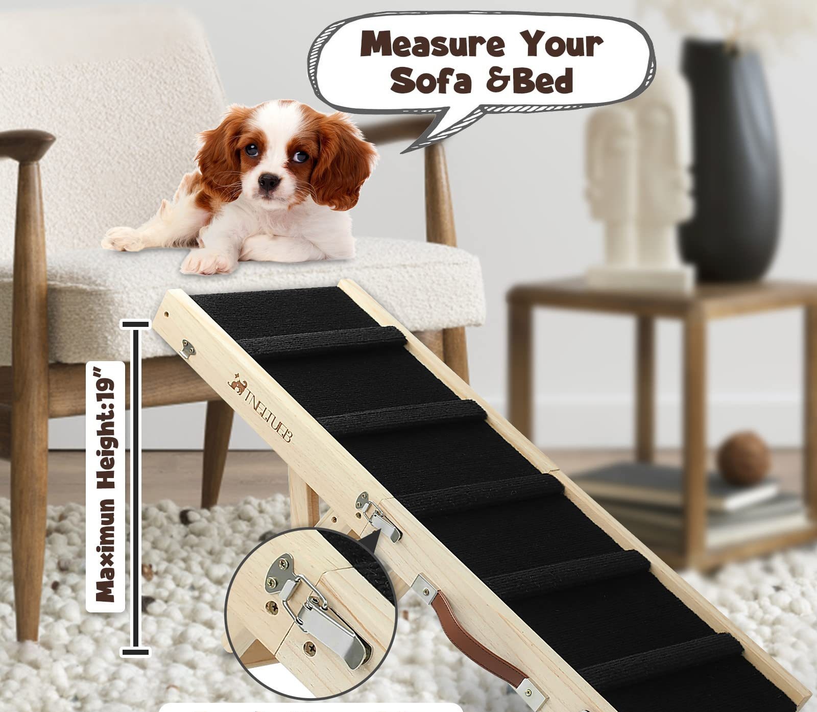 Wooden Adjustable Pet Dog Ladder Foldable Portable Non-slip Ramp — view 2