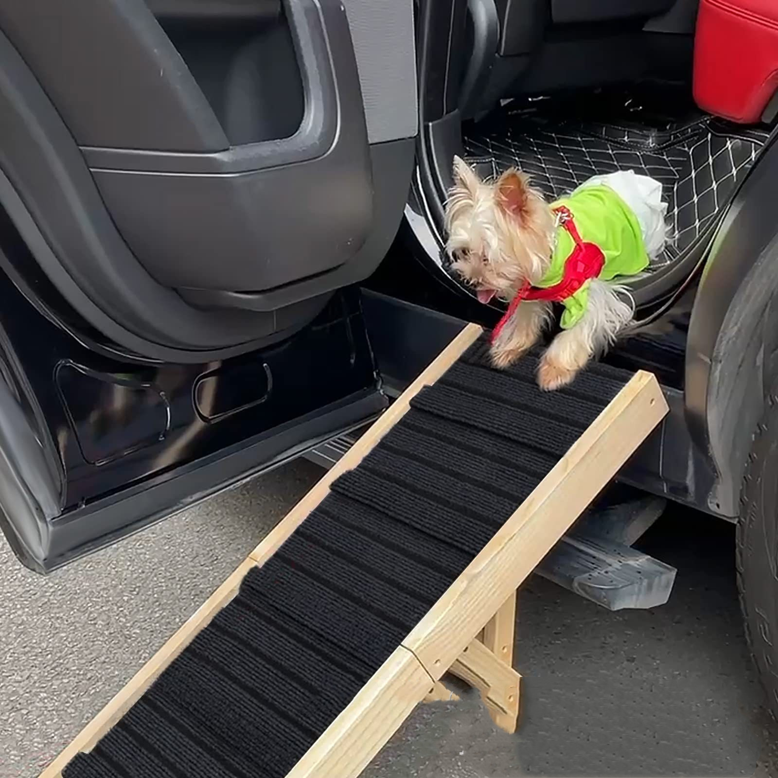 Wooden Adjustable Pet Dog Ladder Foldable Portable Non-slip Ramp — view 3