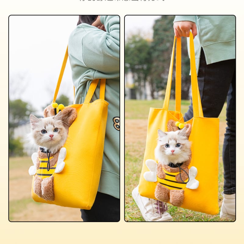 Little Bee Design Cat Dog Carrier Bags Portable Breathable Bag Soft Pet Carriers With Safety Zippers Outgoing Travel Pets Handbag — view 7