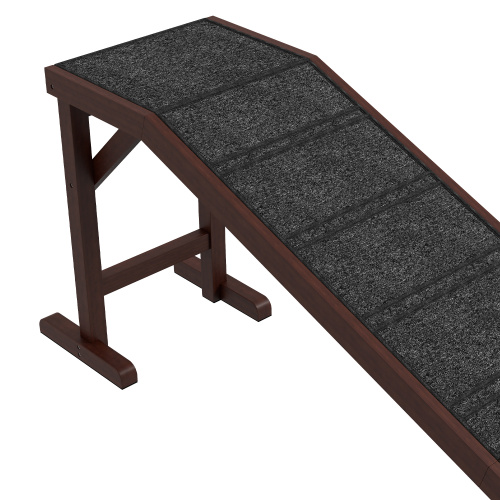 PawHut Dog Ramp For Bed, Pet Ramp For Dogs With Non-Slip Carpet And Top Platform, 74 X 16 X 25, Brown — view 3