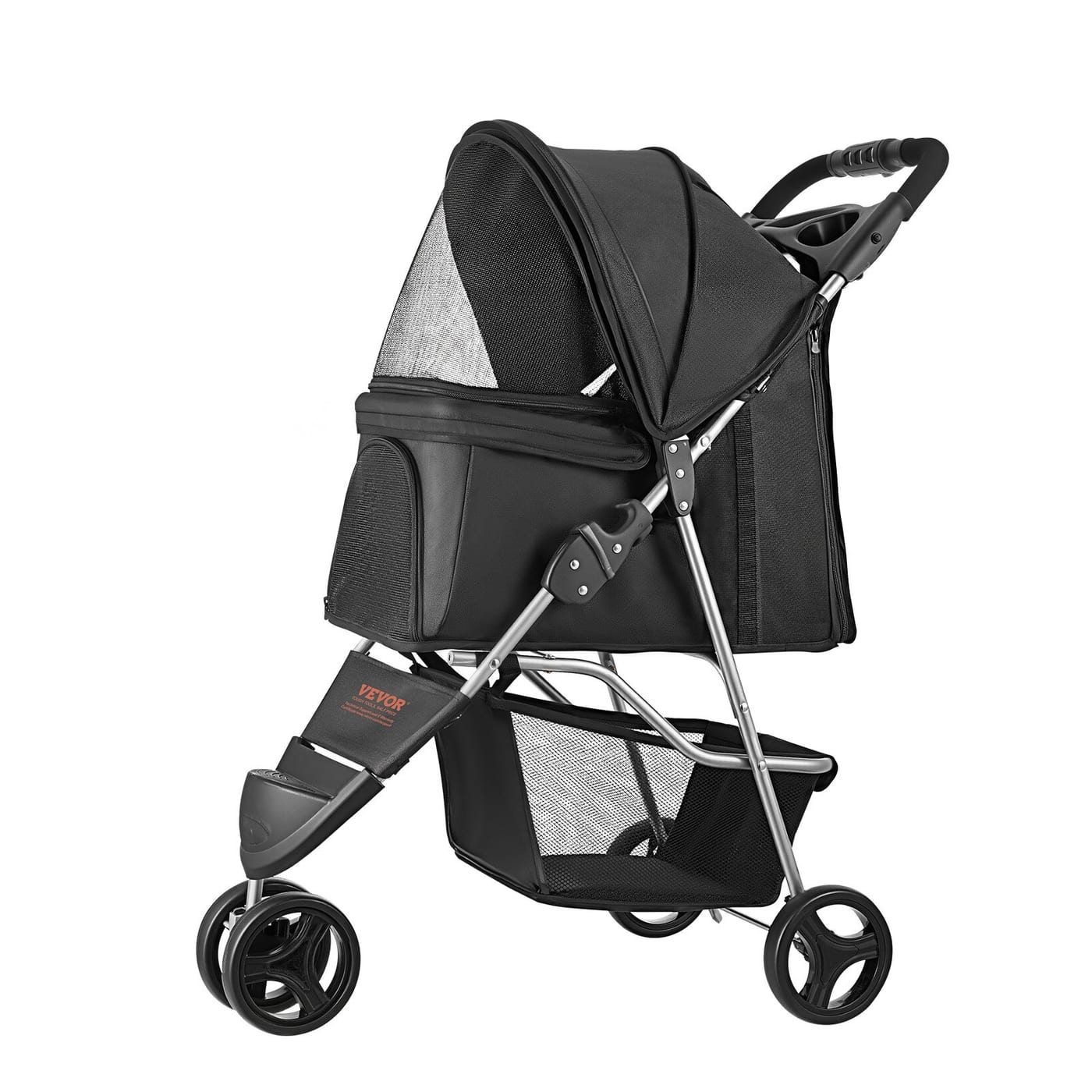 Pet Stroller Foldable 3 Wheels Dog Stroller With Brake Up To 35lbs Travel Camp — view 4