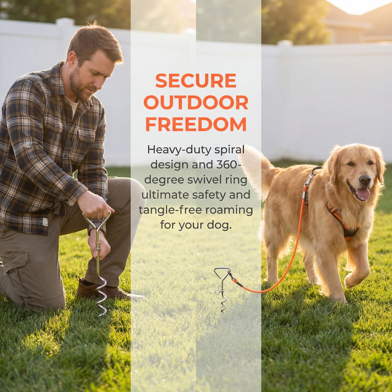 Ground Stake Fixed Dog Leash Allows Your Beloved Dog To Play More Freely — view 9