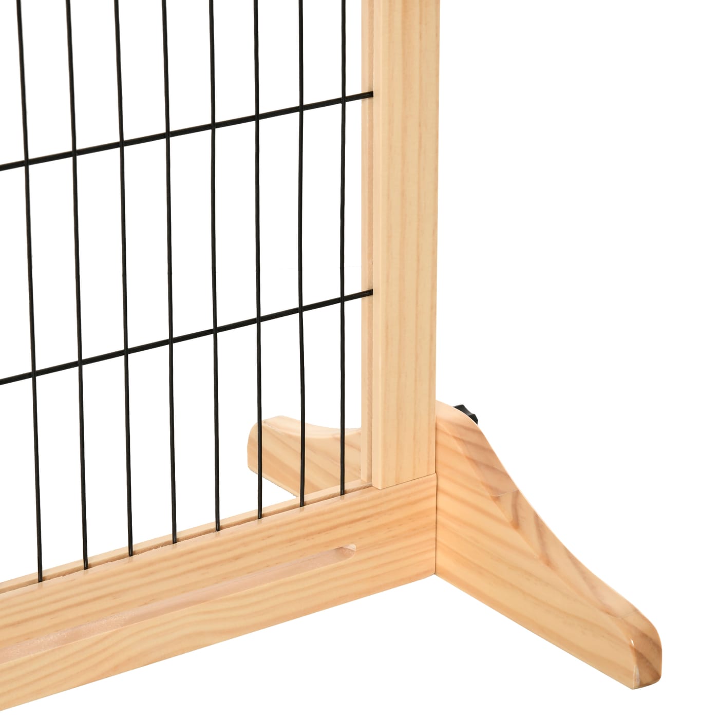 71" W x 27" H Extra Wide Freestanding Pet Gate with Adjustable Length Dog, Cat, Barrier for House, Doorway, Hallway, Natural — view 3
