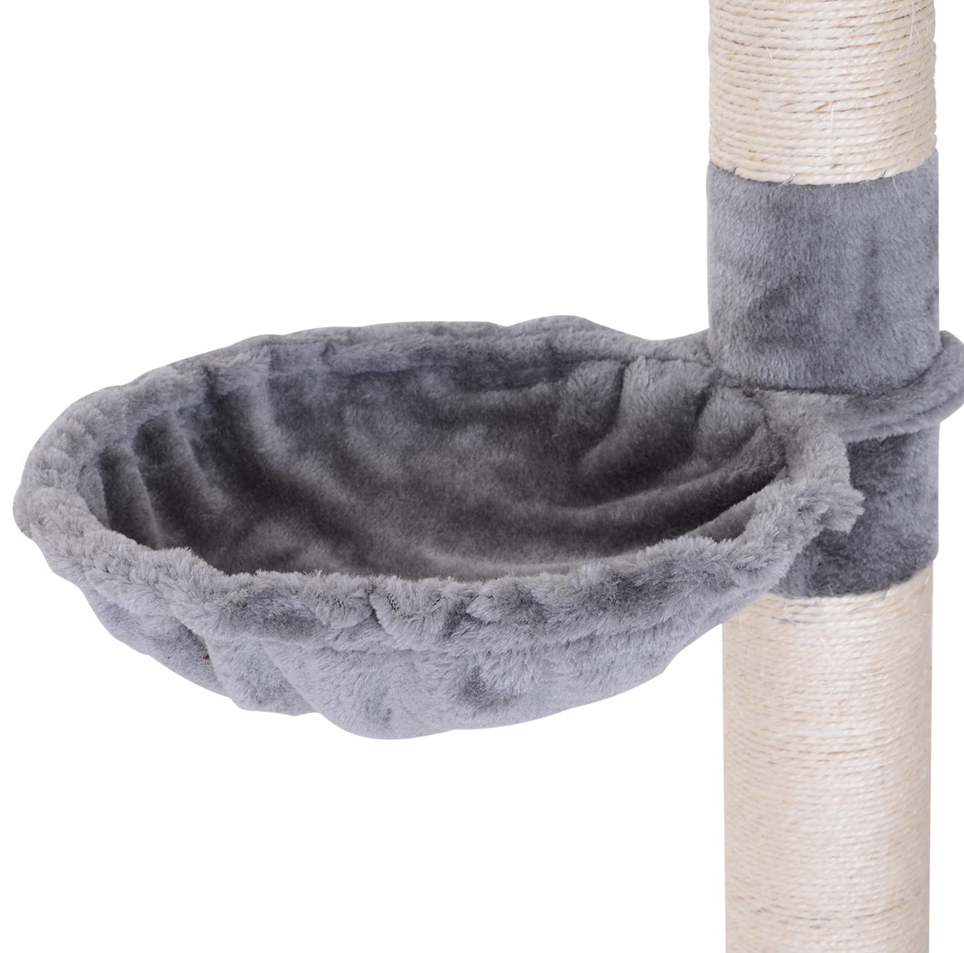 102" Adjustable Height Floor to Ceiling Cat Tree, 5 Level Cat Tower with Scratching Posts, Hammock, Gray — view 4