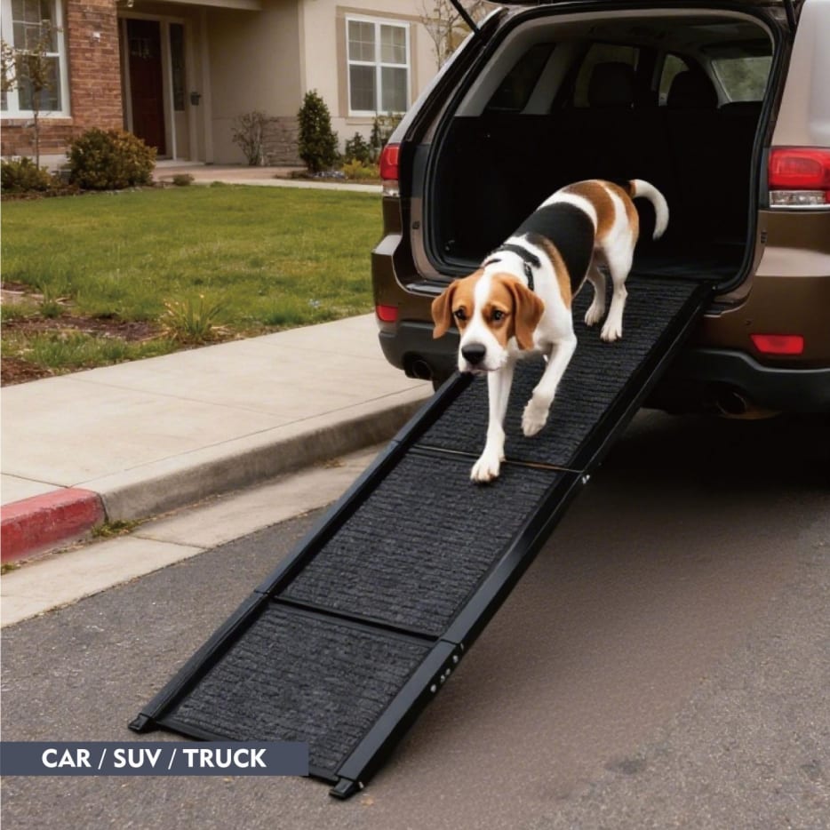 Dog Ramp For Car 65inchX17.2inch Large Folding Pet Stair Ramps For Truck, SUV, With Non-Slip Surface, Up To 250LBS, Outdoor Dog Car Ramp For Medium & Large Dogs, Portable Pet Steps — view 3