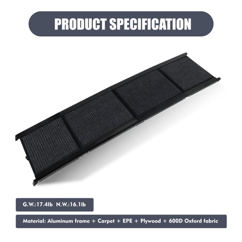 Dog Ramp For Car 65inchX17.2inch Large Folding Pet Stair Ramps For Truck, SUV, With Non-Slip Surface, Up To 250LBS, Outdoor Dog Car Ramp For Medium & Large Dogs, Portable Pet Steps — view 5