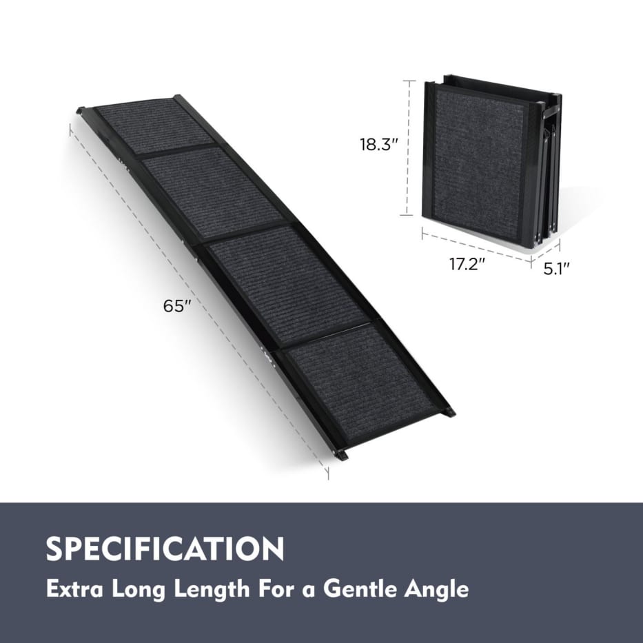 Dog Ramp For Car 65inchX17.2inch Large Folding Pet Stair Ramps For Truck, SUV, With Non-Slip Surface, Up To 250LBS, Outdoor Dog Car Ramp For Medium & Large Dogs, Portable Pet Steps — view 8