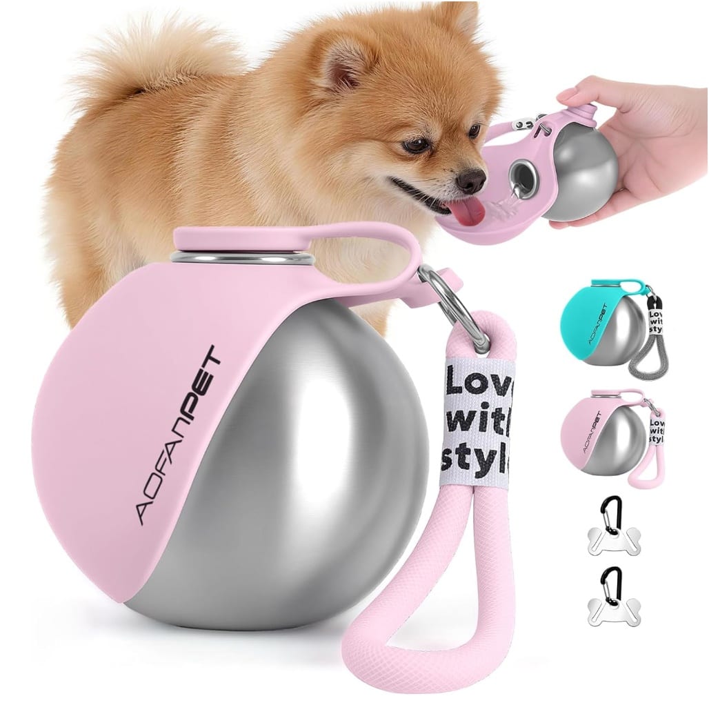 Portable Stainless Steel Dog Water Bottle – Travel Water Dispenser with Built-In Bowl — view 3