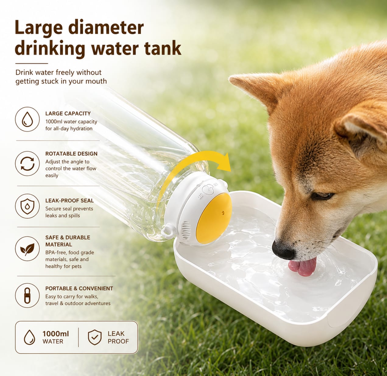 2-in-1 Pet Water Bottle & Food Container – Travel Dog & Cat Dispenser — view 2