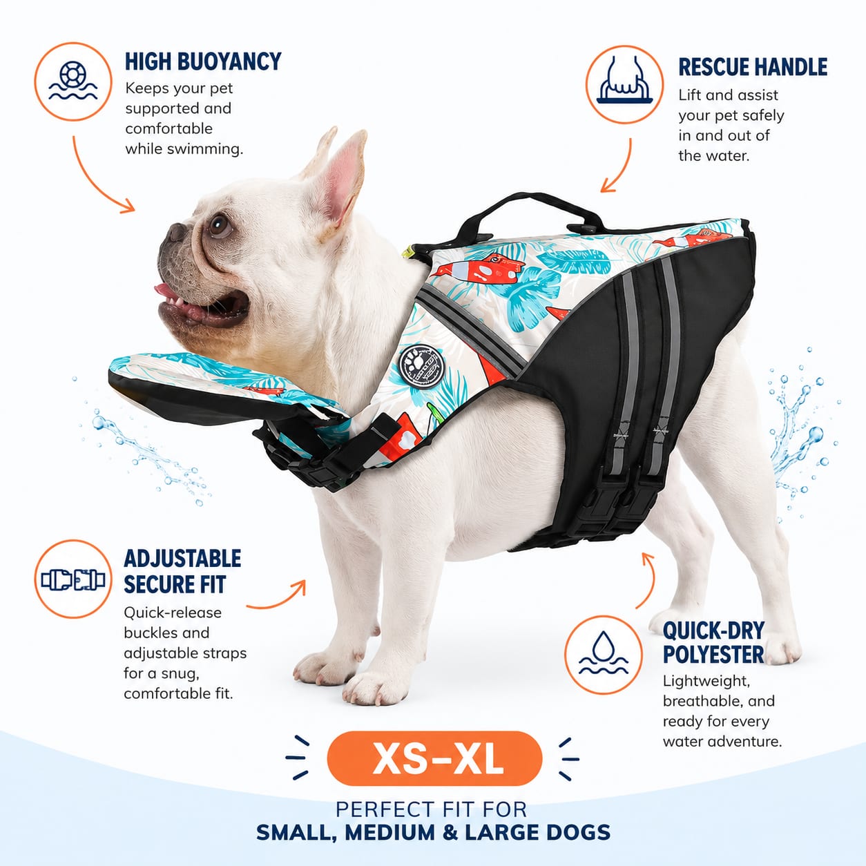 Professional Dog Life Jacket | Adjustable Pet Swimming Vest for Small & Large Dogs