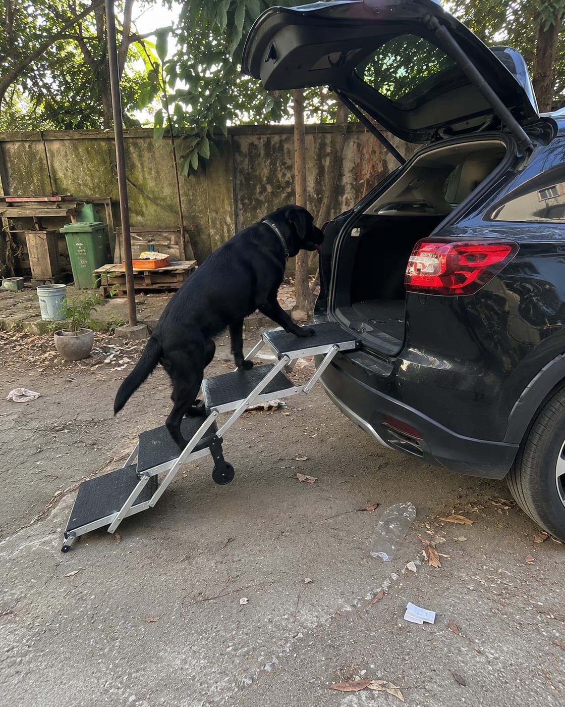 Dog Stair For Cars 4-step Folding Dog Steps Aluminum Loads Up To 150 Lbs — view 5