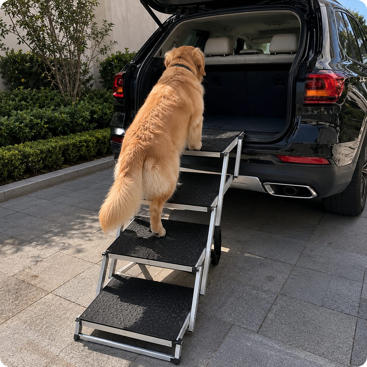 Dog Stair For Cars 4-step Folding Dog Steps Aluminum Loads Up To 150 Lbs — view 3