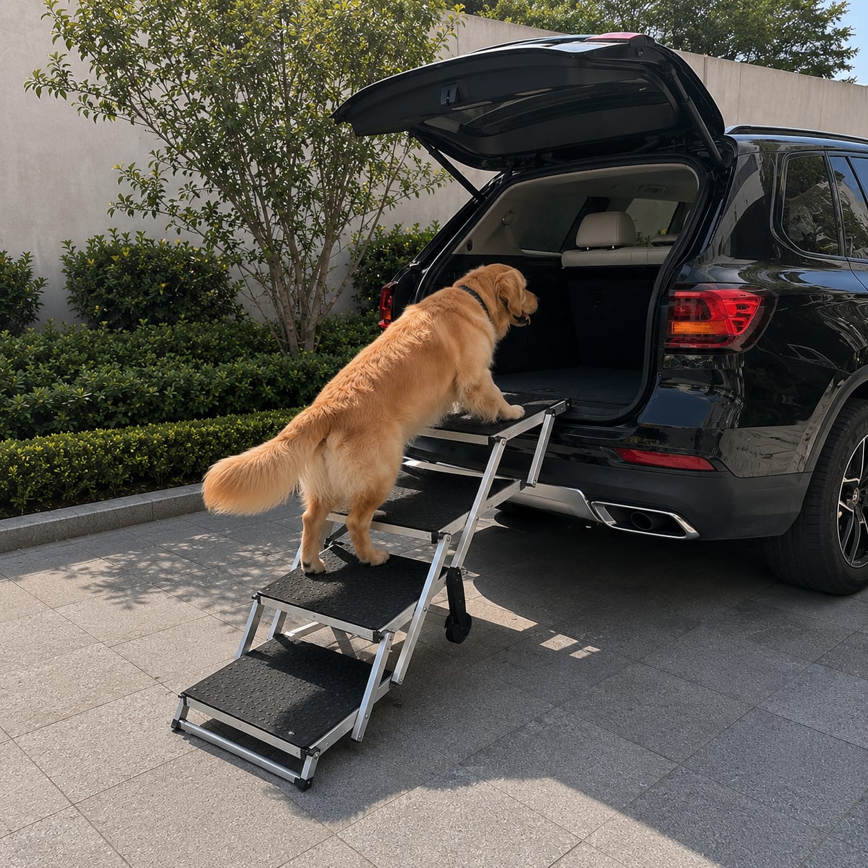 Dog Stair For Cars 4-step Folding Dog Steps Aluminum Loads Up To 150 Lbs — view 7